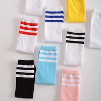 Kids Knee High Socks For Girls Boys Football Stripes Cotton Sports Old School White Socks Skate Children Baby Long Tube Leg Warm 6