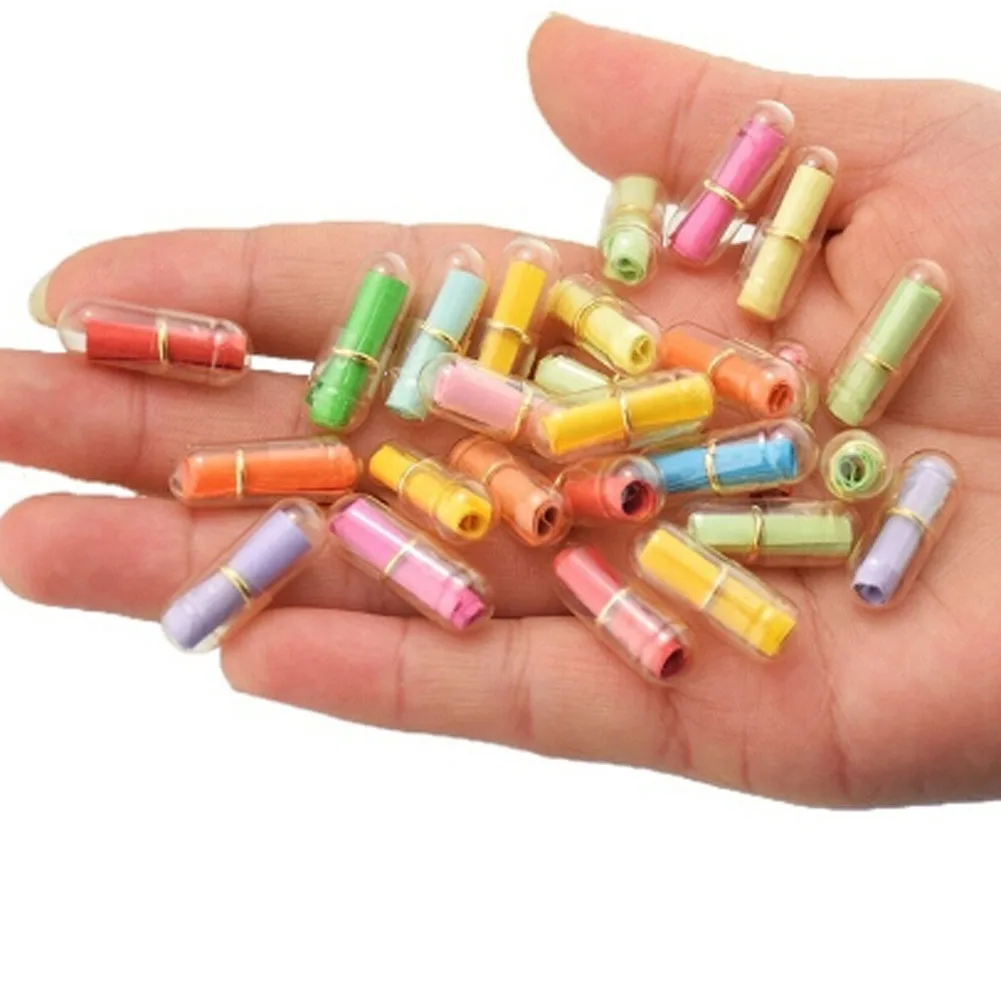 

New 100pcs Message In A Bottle Capsule Letter Cute Love Friendship Clear Pill 1759 For Gifts Party Games Love Letter
