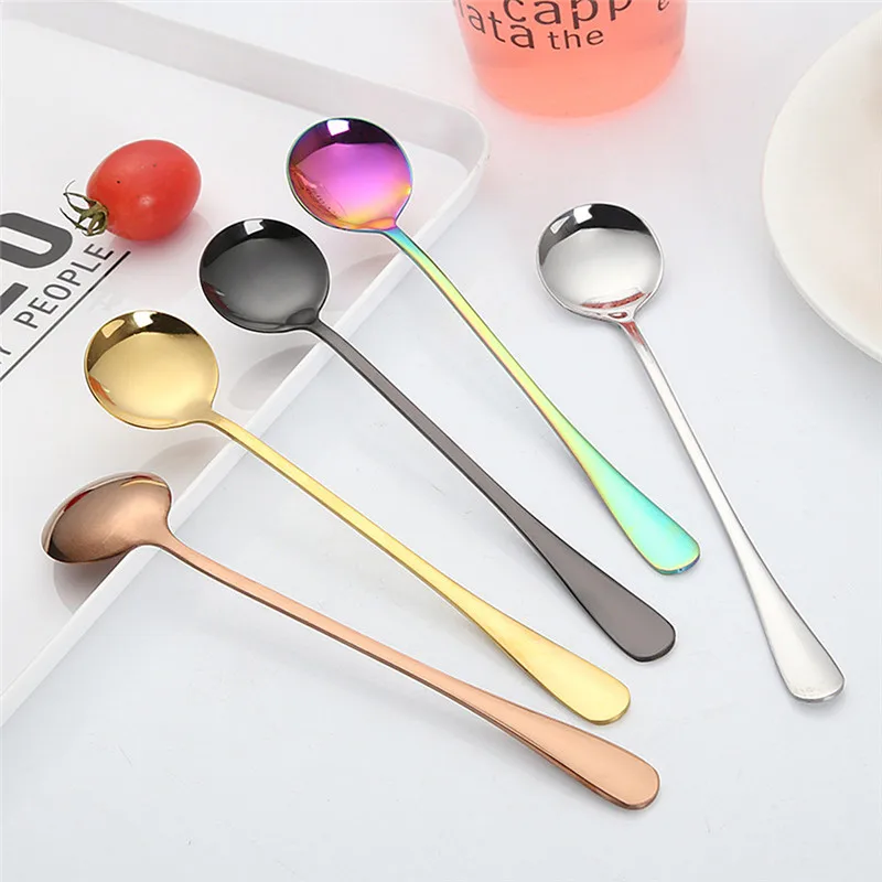 

1 Pcs Coffee Accessories Stainless Steel Stirring Spoon Titanium-plated Rose Gold Spoon Mug Coffee Spoon Round Spoon