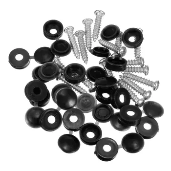 

16pcs Car Hinged Cover Cap Number Plate Fitting Fixing Self Tapping Screw Black