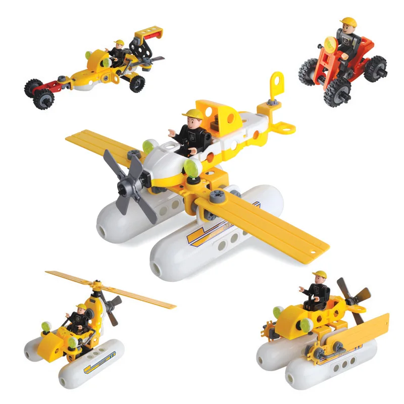 

5 in 1 Children's Educational Kids Toys Model Building Blocks Kit Plane Helicopter Car ABS Plastic Assembly Model Original Sets