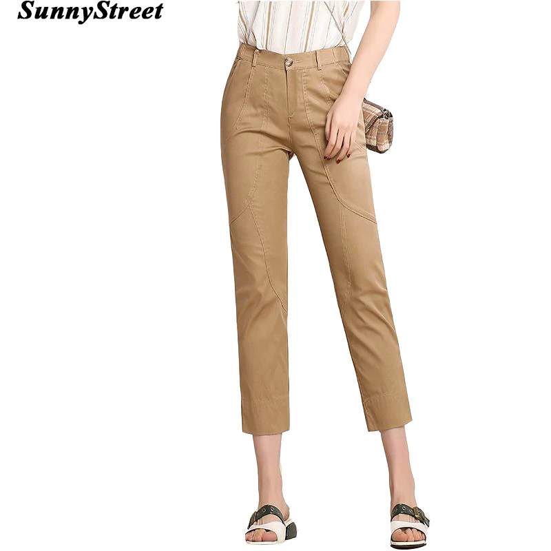 Ladies Trousers Pencil Hem Ankle Length 