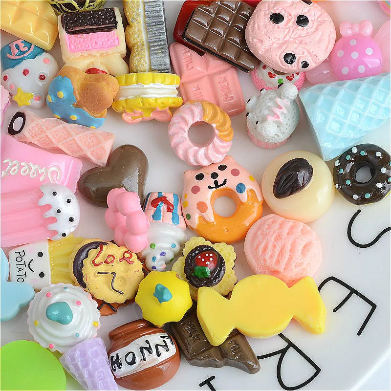 Новинка, 50 шт./лот, миниатюрная игрушечная мини-игра, кухонный торт, печенье, пончики, конфеты, куклы, аксессуары для Барби