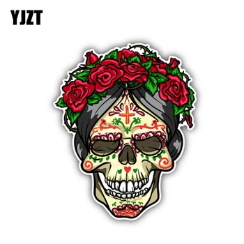 

YJZT 10.5CM*13CM Rose Sugar Skull Day Of The Dead Car Sticker Window Decal 6-1307
