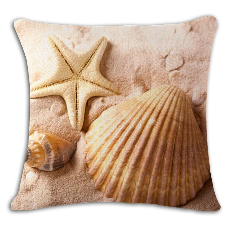 Sea Beach Cushion Cover Woven Linen Family Affection Sofa Car Seat Family Home Decorative Throw Pillow Case Housse De Coussin