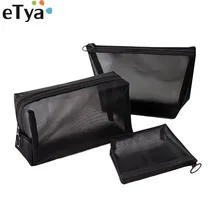eTya Travel Mesh Cosmetic Bag For Women Girl Transparent Neceser Makeup Storage Organizer Pouch Toiletry Beauty Wash HandBags travel organizer women small mesh breathable admission package wash cosmetic pouch change mala de maquiagem