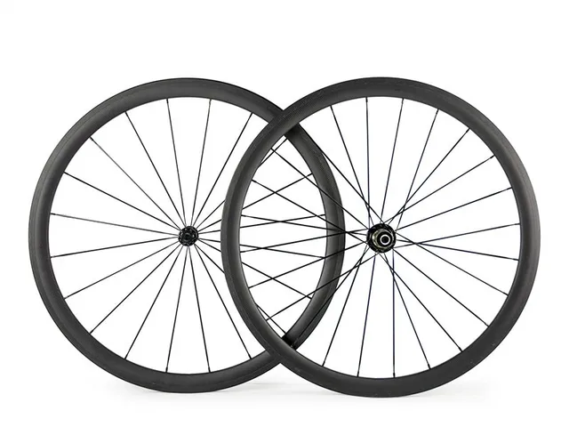 Cheap Bicycle Wheelset 700C Road Bike Carbon Fiber Matt Clincher Wheels 38mm*23mm V Brake or Disc Brake 9/10/11 Speeds GT-WS-38C-M