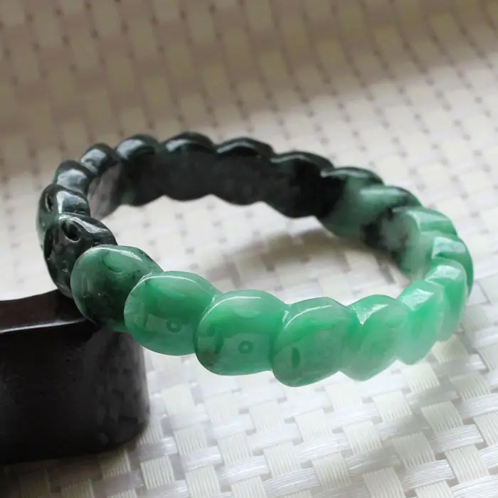 

A1233 Chinese Hand-carved Emerald Green stoneite stone Gems Bracelet Bangle 63mm 10.20 40