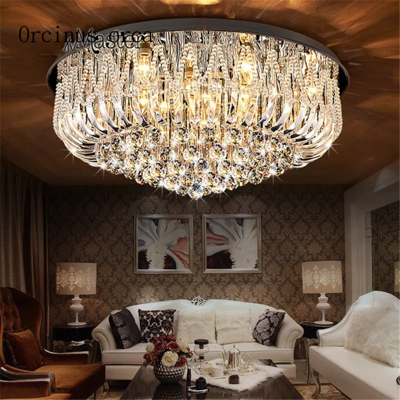 

Crystal Ceiling Lights Modern Lamps Luxury Ceiling lamps Chrome Round Crystal Lighting Home LED Fixture free shipping