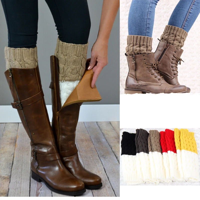 Fashion new Leg warmers twist crochet knit boot cuffs color spell color