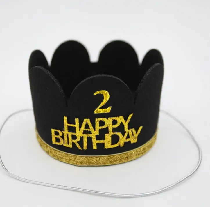 1 шт. шляпы на день рождения декоративная крышка шляпа на первый день рождения принцесса мальчик Корона 1, 2, 3 года номер День рождения украшения - Цвет: 7