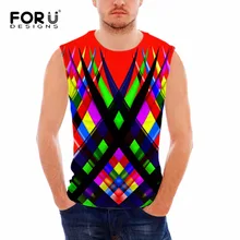 FORUDESIGNS/мужская майка для фитнеса, мужские топы без рукавов, красные красочные 3D майки с принтом брендовая одежда для бодибилдинга Chaleco Hombre