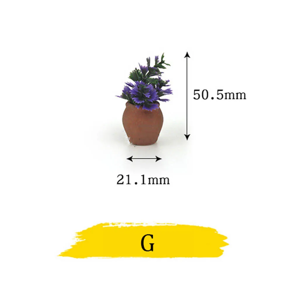 1/12 кукольный домик Миниатюрные аксессуары маленькое растение в горшке Моделирование Цветок модель игрушка украшение для кукольного домика - Цвет: G