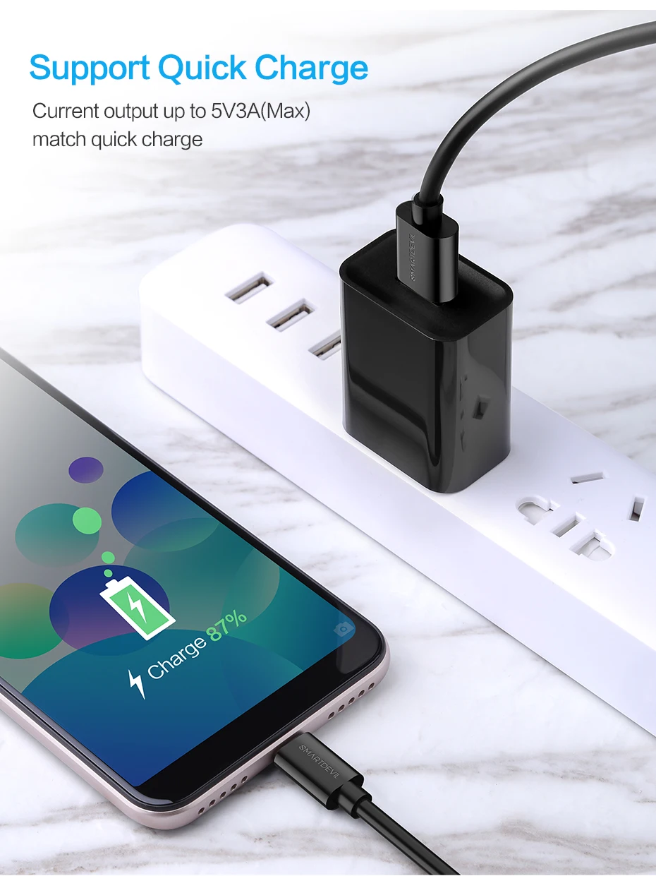 Кабель Micro USB для быстрой зарядки SmartDevil 3A для huawei Xiaomi power Bank зарядное устройство Android мобильный телефон компьютерный кабель для передачи данных