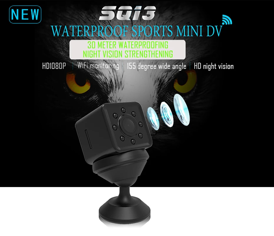 Wsdcam мини-камера WIFI камера SQ13 SQ23 SQ11 SQ12 FULL HD 1080P ночное видение водонепроницаемый корпус CMOS датчик рекордер видеокамера