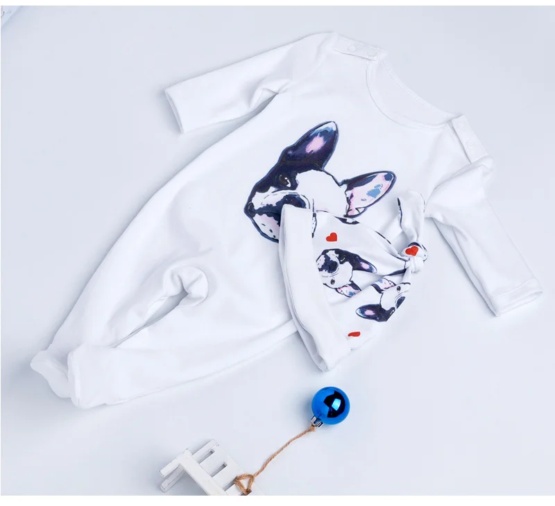 Baby Jumpsuit Cotton Baby Overalls Bulldog Long Sleeve Rompers Clothing Cotton Dog Anima 2022New Autumn/Winter Newborn Girl Boy Jumpsuit hat Cute Infant Baby Girls Romper