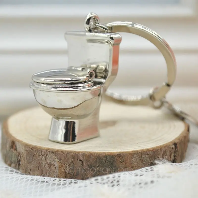 Toilet Key Ring Mini Chain Classic 3D Keychain Bathroom Cute Creative