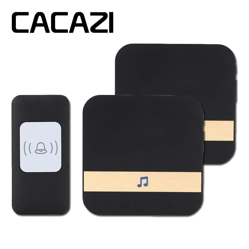 CACAZI A9 умный дом дверной звонок 300 м удаленного Беспроводной дверной звонок AC 75-250 В 1 Водонепроницаемый передатчик + 2 приемники 52 Кольца