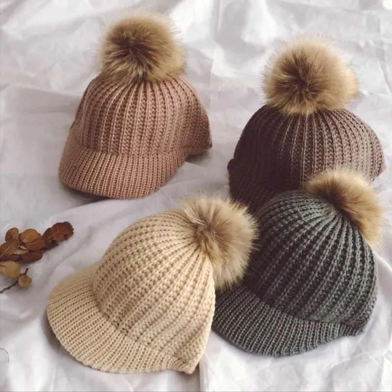Модная вязаная шапочка для малыша, зимняя теплая шапка для От 1 до 5 лет мальчиков и девочек, детские шапочки, милая хлопковая шапка