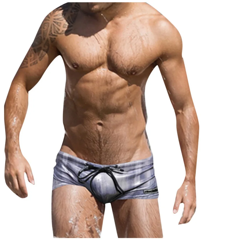 Модные мужские сексуальные плавки с градиентом для бодибилда пляжные шорты