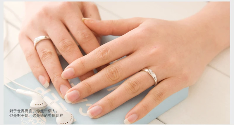 1PCS 925 Sterling Silver Ring AAA Cubic Zircon Heart Couple Rings Wedding Jewelry for Lover Women Men Jewelry Valentine Day Gift