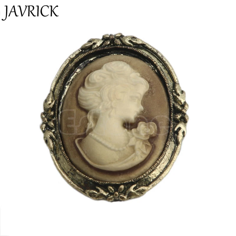 Vintage Brooches Victorian Design Queen Brooch Pin Lady Cameo Black