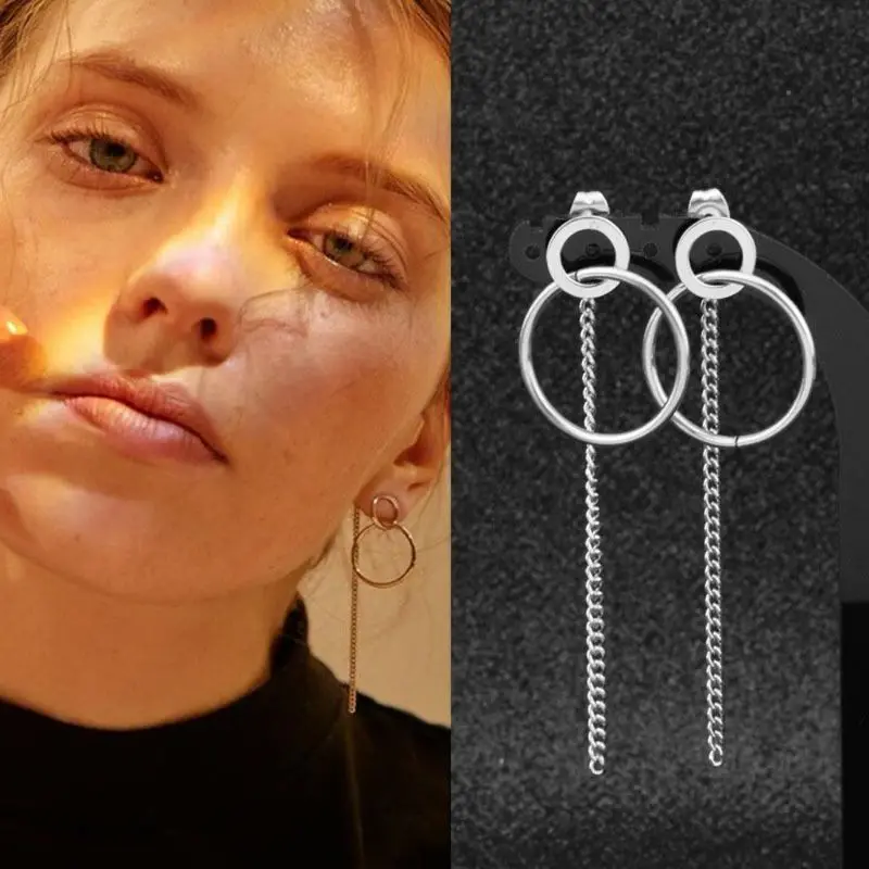 

KPOP Bangtan Boys DNA V Kim Tae Hyung Titanium Tassel Earrings Korean Jewelry