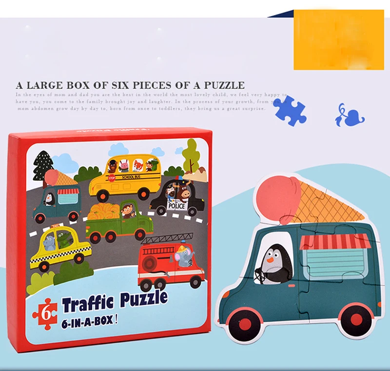 6in1 сельскохозяйственных животных увидеть мир транспорта головоломки для детей возрастом от 3 до 6 лет Puzzle игрушки MT43