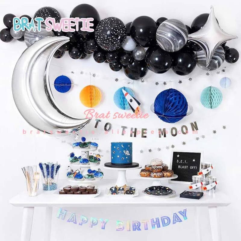 

Outer Space Balloon Moon Star Globos Wedding Decoration Helium Foil Balloons Happy Birthday Party Favors Baby Shower Supplies