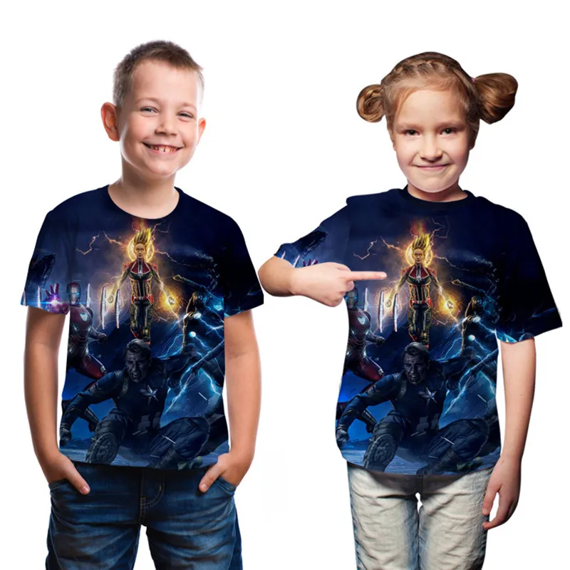 Летние футболки, футболка для мальчиков Одежда для детей одежда с короткими рукавами для мальчиков с героями мультфильма «мстители», «конечная игра квантовое царство» Детская футболка Marvel для маленьких мальчиков - Цвет: as pictures