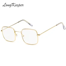 LongKeeper Super ligero Vintage marco cuadrado Original claro lente Gafas Retro Circling mujeres Gafas hombres Gafas LD3546