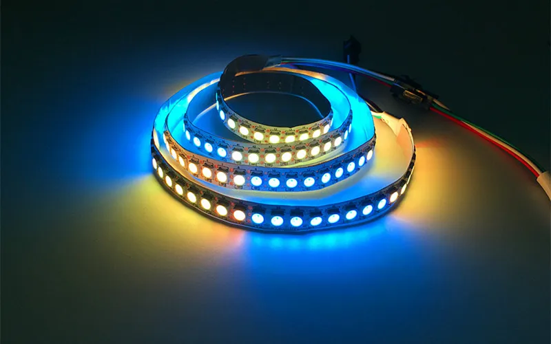 1 м/5 м WS2812B 30/60/144 светодиодов/m Smartled пикселей RGB индивидуально адресуемых светодиодные полосы светильник черный/белый печатных плат WS2812 IC WS2812B 5V