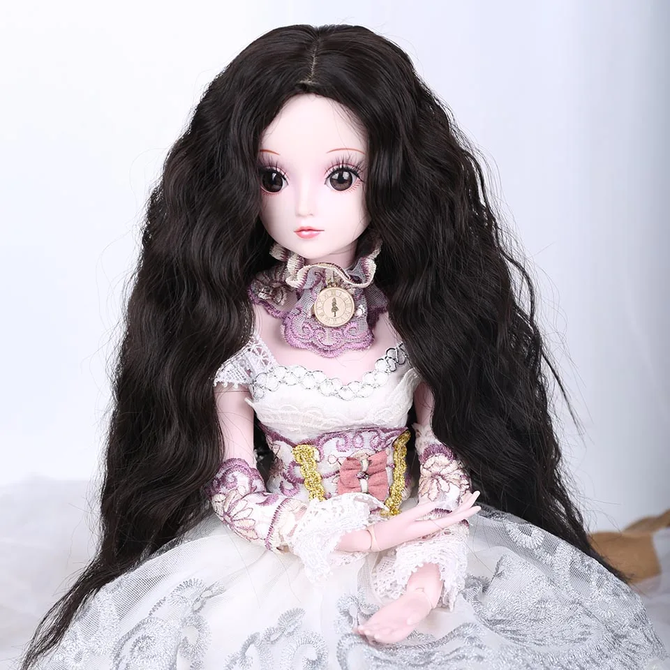 Allaosify серебристо-серый Боб Длинные прямые и кудрявые челки 1/3 1/4 BJD парики высокотемпературное волокно для волос куклы - Цвет: 3