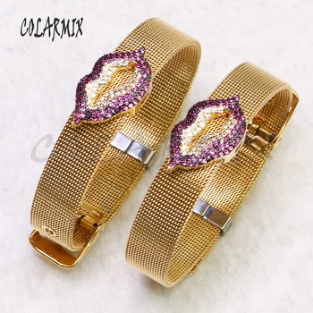 

5 pieces watch bangles Lip bangles adjustable watch jewelry rainbow zircon adjustable fashion vintage Gem jewelry for women 5245