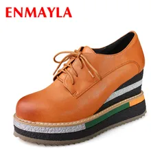 ENMAYLA/обувь на плоской платформе женские туфли-Дерби на танкетке со шнуровкой модные разноцветные женские ботильоны на платформе