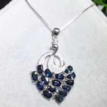 Сапфировое Ожерелье Подвеска натуральный настоящий синий сапфир серебро 925 пробы 0.35ct* 15 шт драгоценный камень# LX18050708