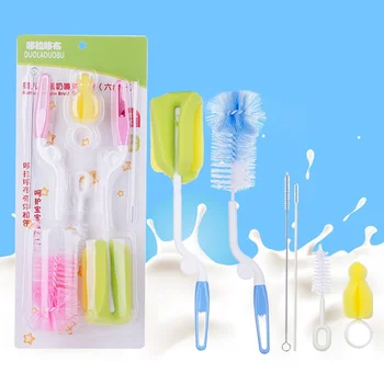 

6pcs/set Brush for Bottles Sponge Clean Baby Feeding Bottle Accessories Glass Milk Water Cup Dummy Nipple Pacifier Brushes Kit