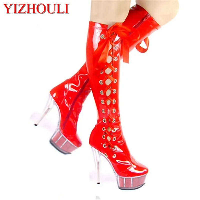 Модные пикантные Высокий каблук Сапоги Женские мотоциклетные ботинки на платформе 13-15 см ботинки для танцев