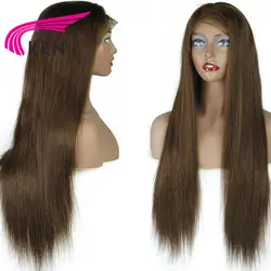 KRN коричневый цвет бразильский синтетические волосы на кружеве натуральные волосы Искусственные парики с волосами младенца 13X3 прямые