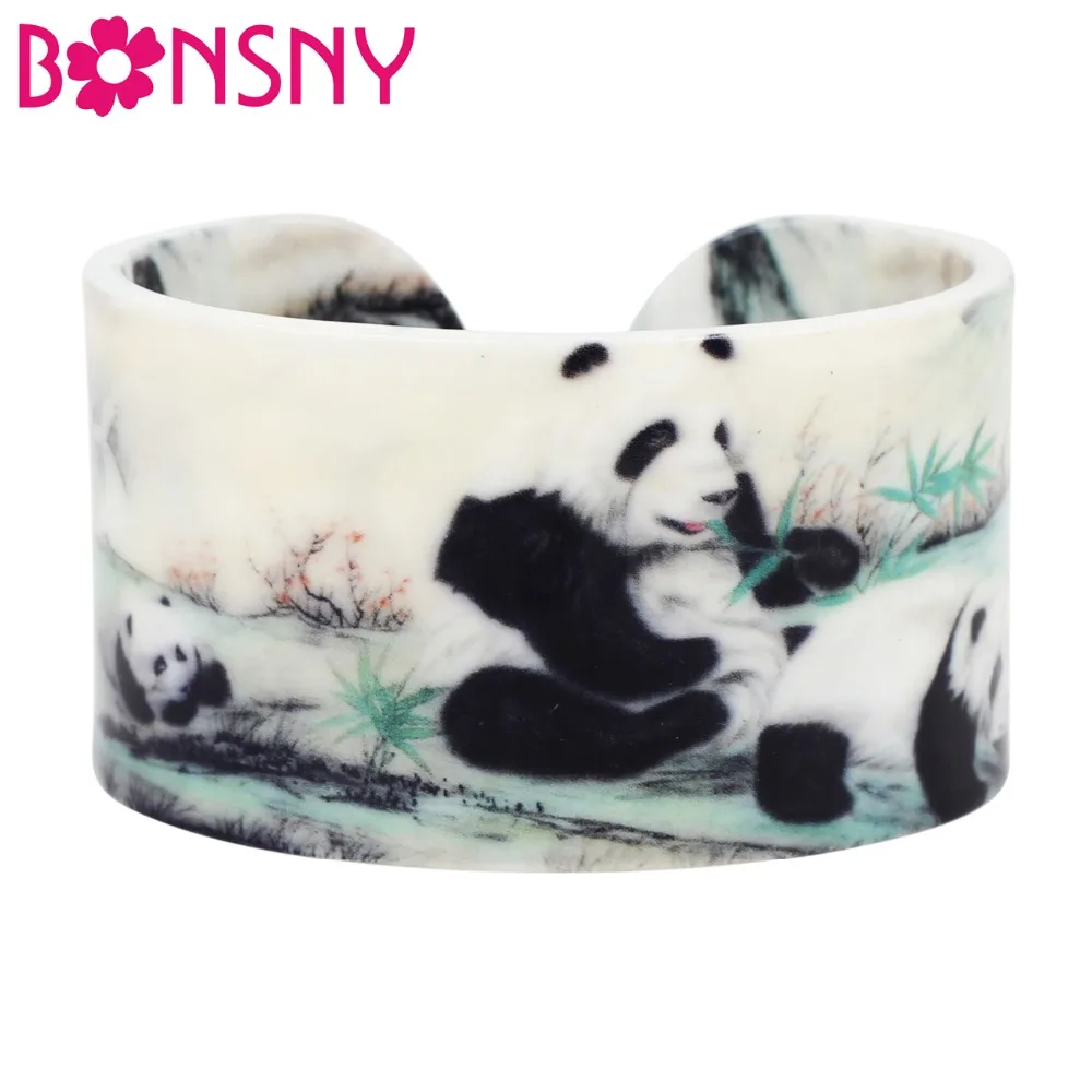 Браслеты с бамбуковой росписью Bonsny пластиковые браслеты Happy Panda модные