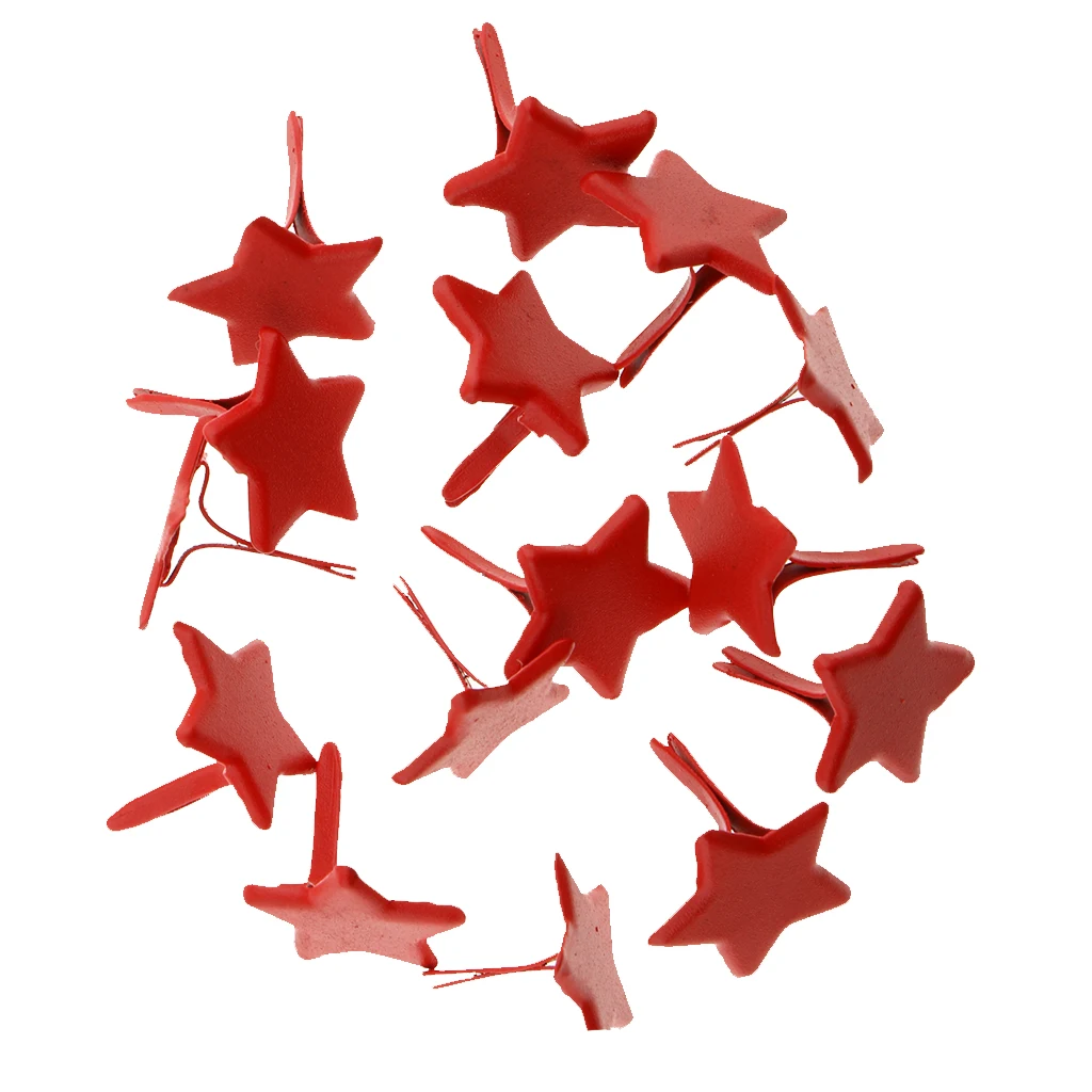 100pcs Red Star Shape Metal Brads Paper Fastener for Scrapbooking Craft 14mm 