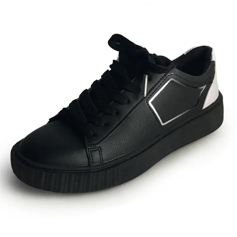 

Big Sale Women Fashion Sneakers Black White Color Size 36-41 Female PU Leather Shoes Casual Flats