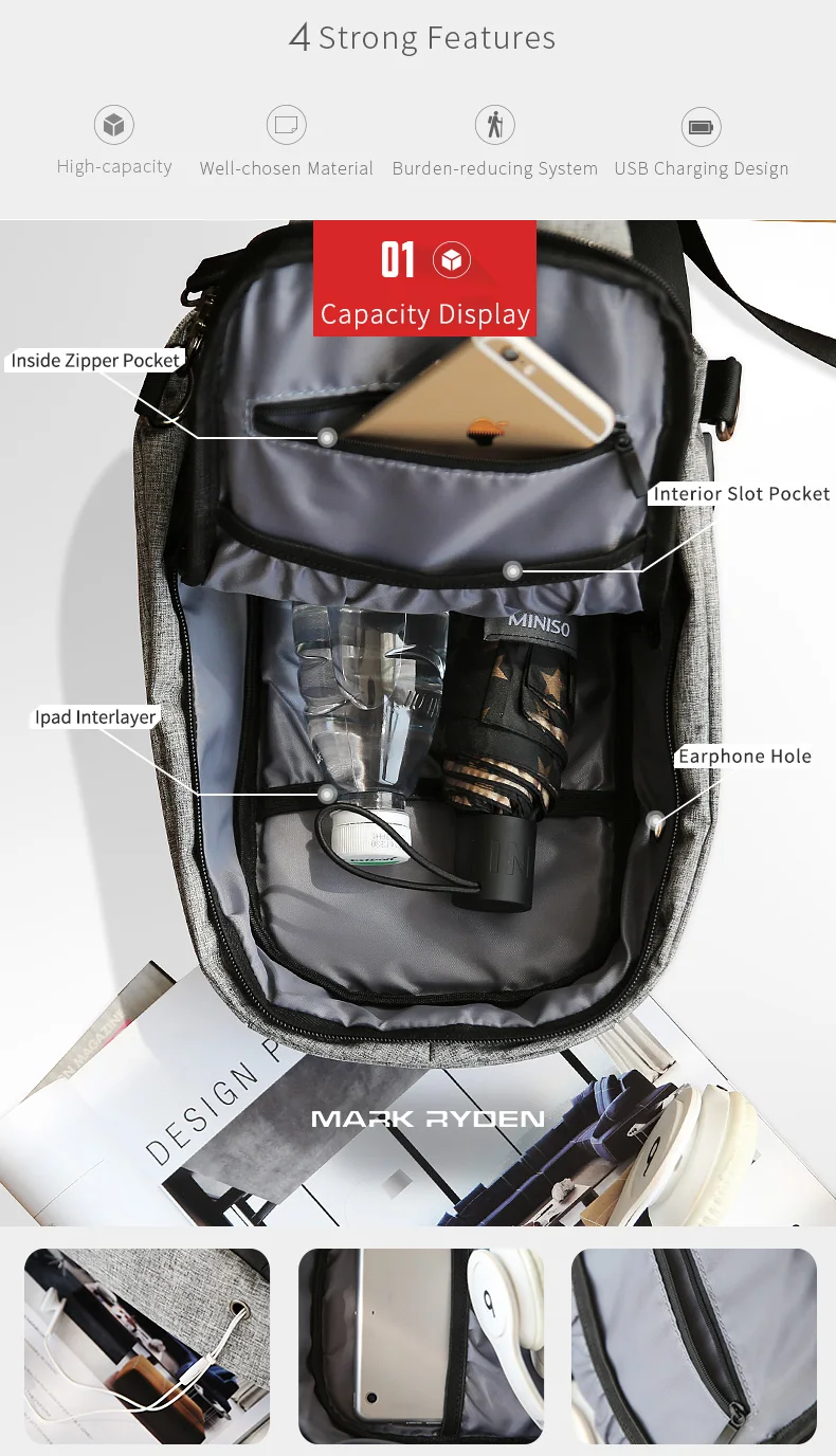 Mark Ryden Новое поступление сумки через плечо мужские противоугонные нагрудные сумки летние короткие поездки Курьерская сумка