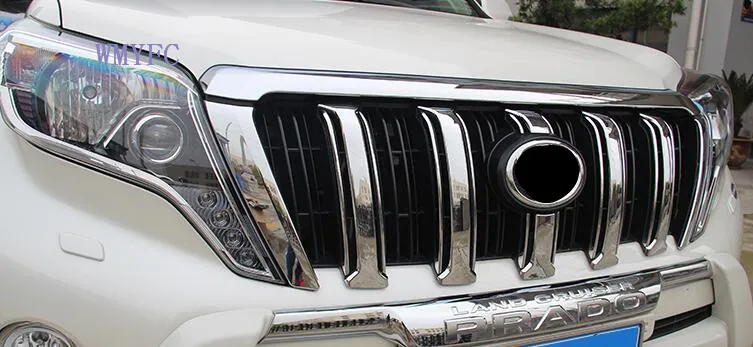 Для Toyota Land Cruiser Prado J150 2014 2017 Хромированная передняя решетка для гриля крышка гонок