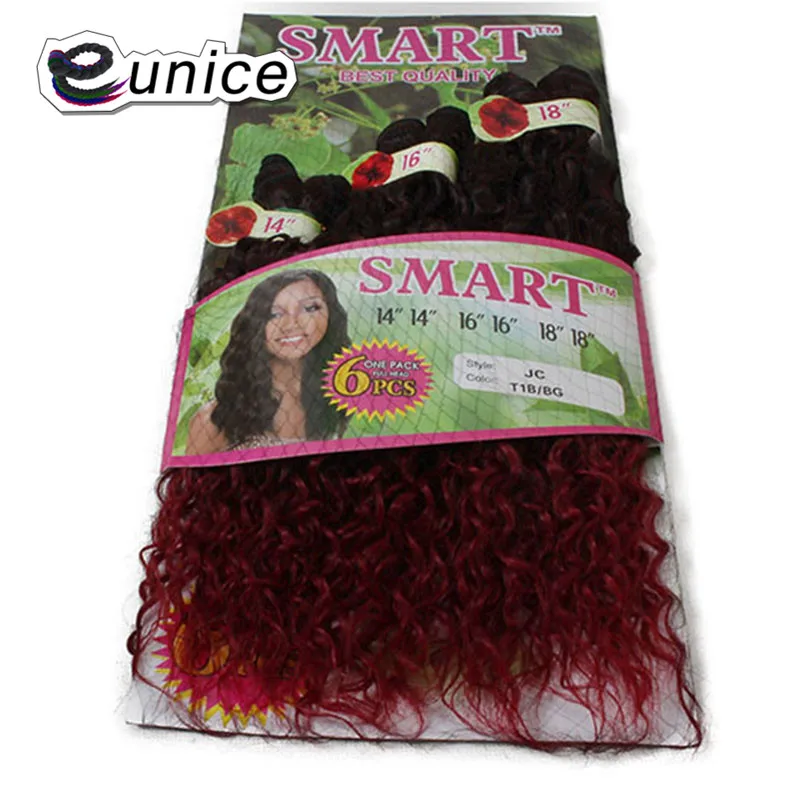 14-18inch Jerry Curly Synthetic hair Weave Ombre Color Sew in weaving (7)