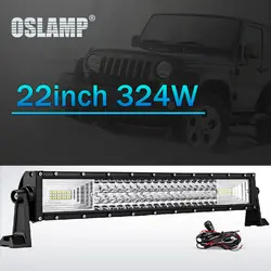 Oslamp 22 "324 Вт 3 ряда светодиодный свет бар Offroad прямые светодиодный работы лампы комбо светодиодный бар огни для 12 В 24 В грузовик ATV внедорожник