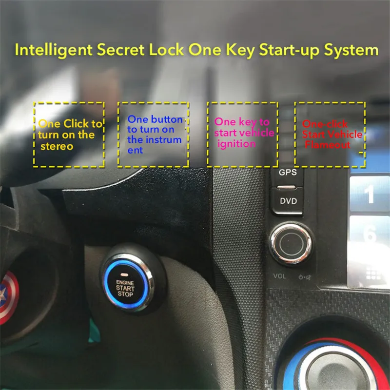 TOSPRA 12V Car Start Stop Button Engine Push Start Button Alarm RFID Lock Keyless System Door Push Button Tactile Buttons