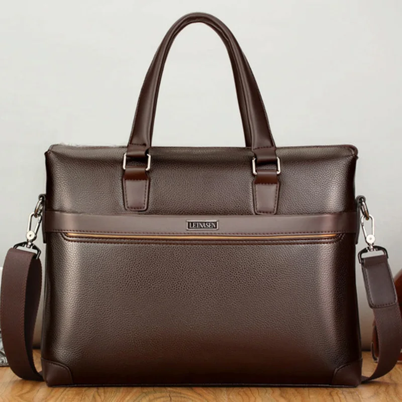 Prettyzys, деловой мужской портфель, сумка через плечо из искусственной кожи, мужские сумки для ноутбука, офисный Большой Вместительный мужской портфель, кошелек