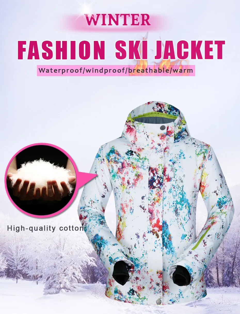 Брендовые женские водонепроницаемые лыжные куртки, теплые зимние куртки для сноуборда, утолщенная Верхняя спортивная одежда, зимняя Лыжная и куртка для сноуборда