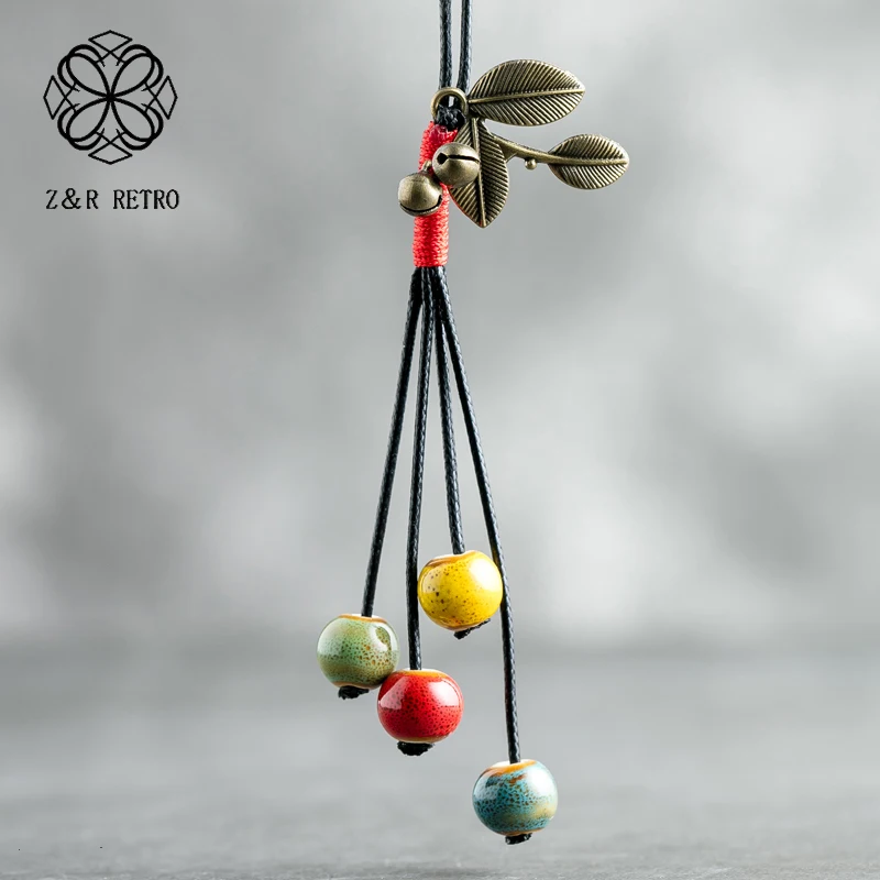 

Ceramic Beads Statement Necklace Leaf Necklace Women Long Christmas Jewelry Bohemian Necklace Best Friends Pendant